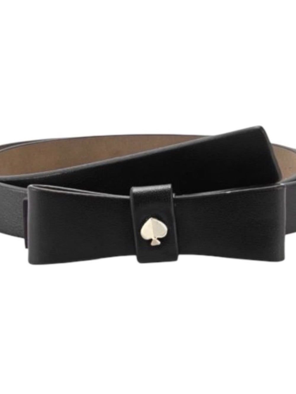 kate spade Black Leather Bow Belt with Gold Spade Accent